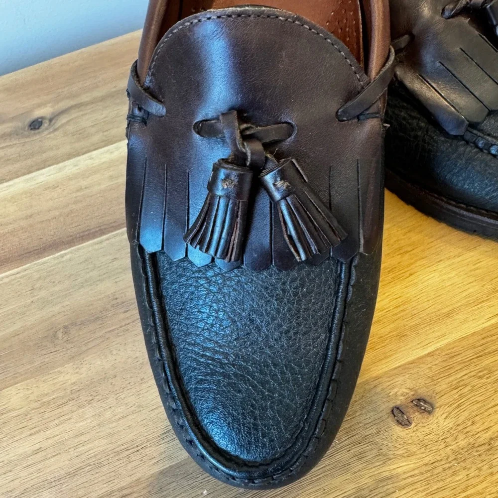 Allen‎ Edmonds Nashua Men 10.5 D Brown Black Leather Kiltie Tassel Loafers 42250